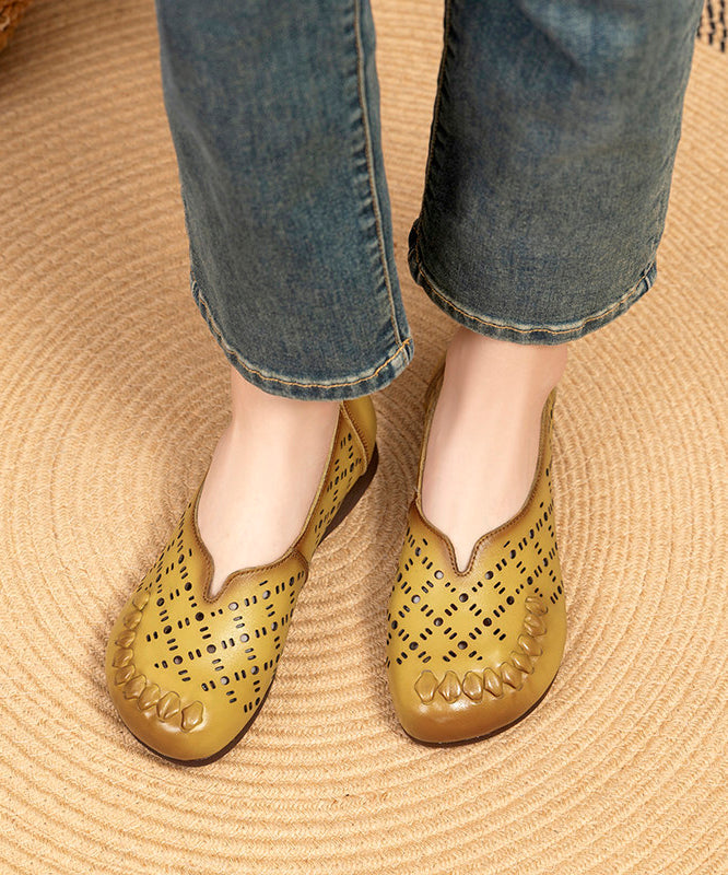Comfortable Brown Flat Feet Shoes Hollow Out Flats