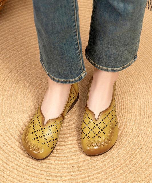 Comfortable Brown Flat Feet Shoes Hollow Out Flats