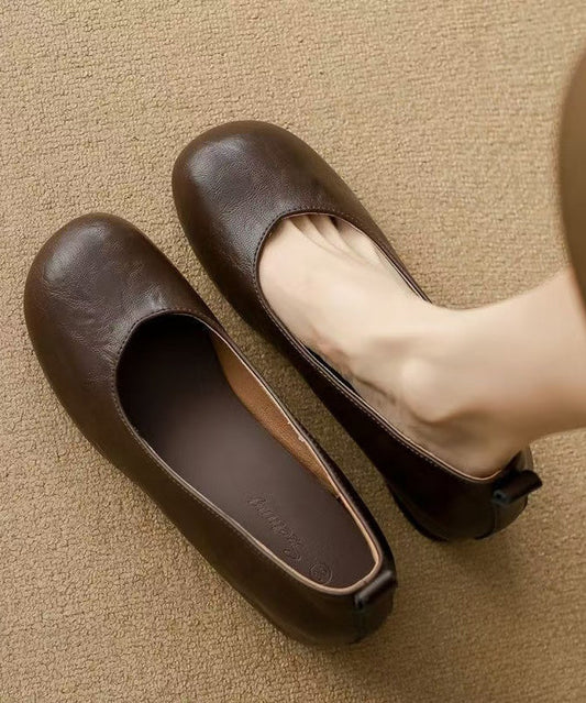 Comfortable Flats Brown Genuine Leather