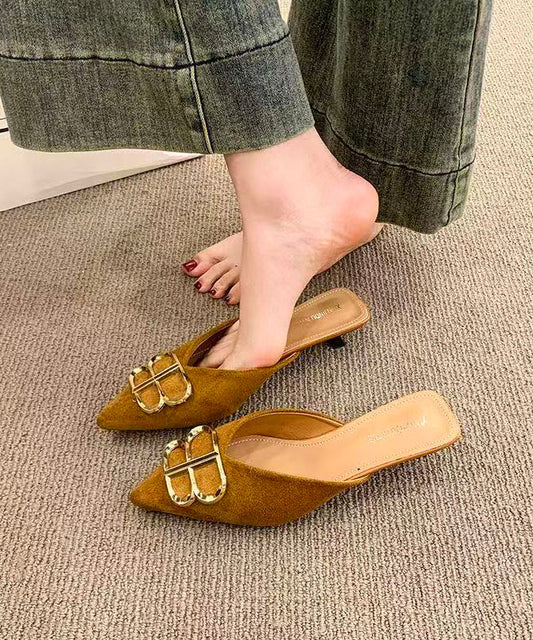 Comfortable Khaki Kitten Thong Sandals