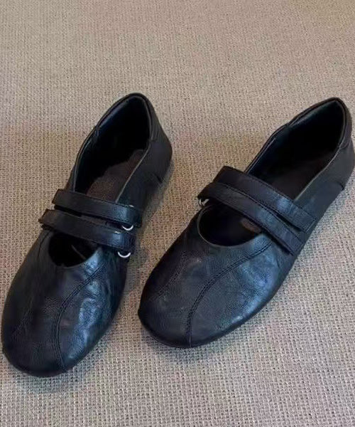 Cowhide Leather Flat Feet Shoes Buckle Strap Flats