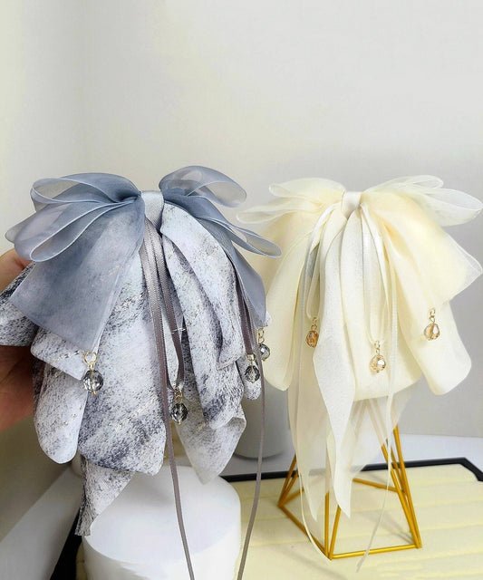 Cute Alloy Chiffon Bow Tassel Hairpin Two-Piece Set