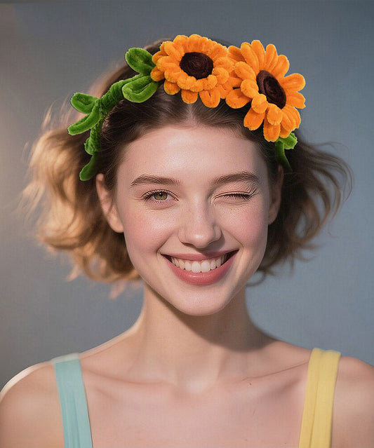Cute Orange Weave Sunflower HairPiece