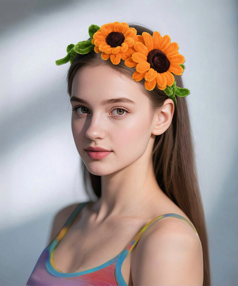 Cute Orange Weave Sunflower HairPiece