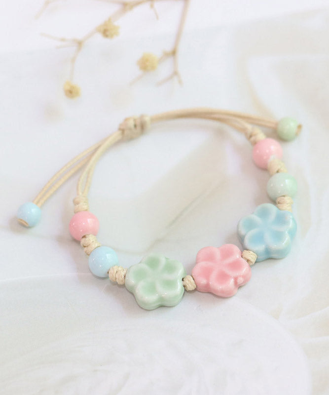 Cute Picture 1 Weave Ceramic Plum Blossom Adjustable Charm Bracelet