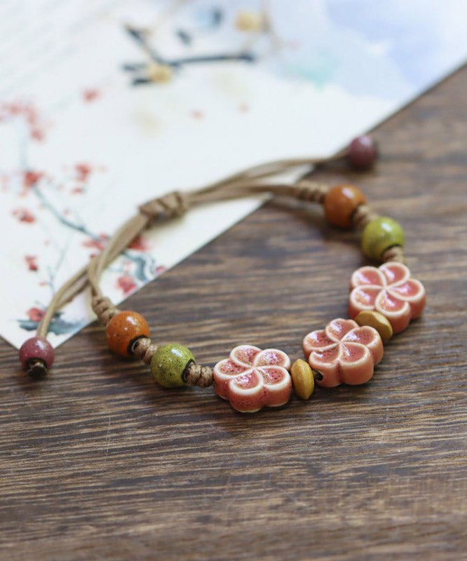 Cute Picture 1 Weave Ceramic Plum Blossom Adjustable Charm Bracelet