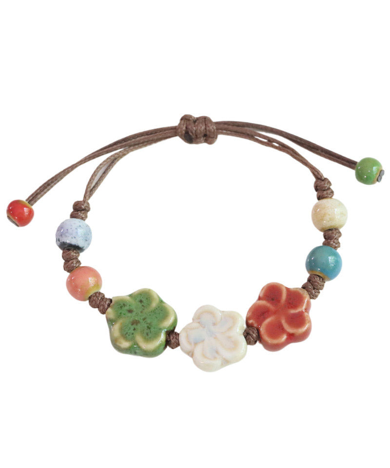 Cute Picture 1 Weave Ceramic Plum Blossom Adjustable Charm Bracelet