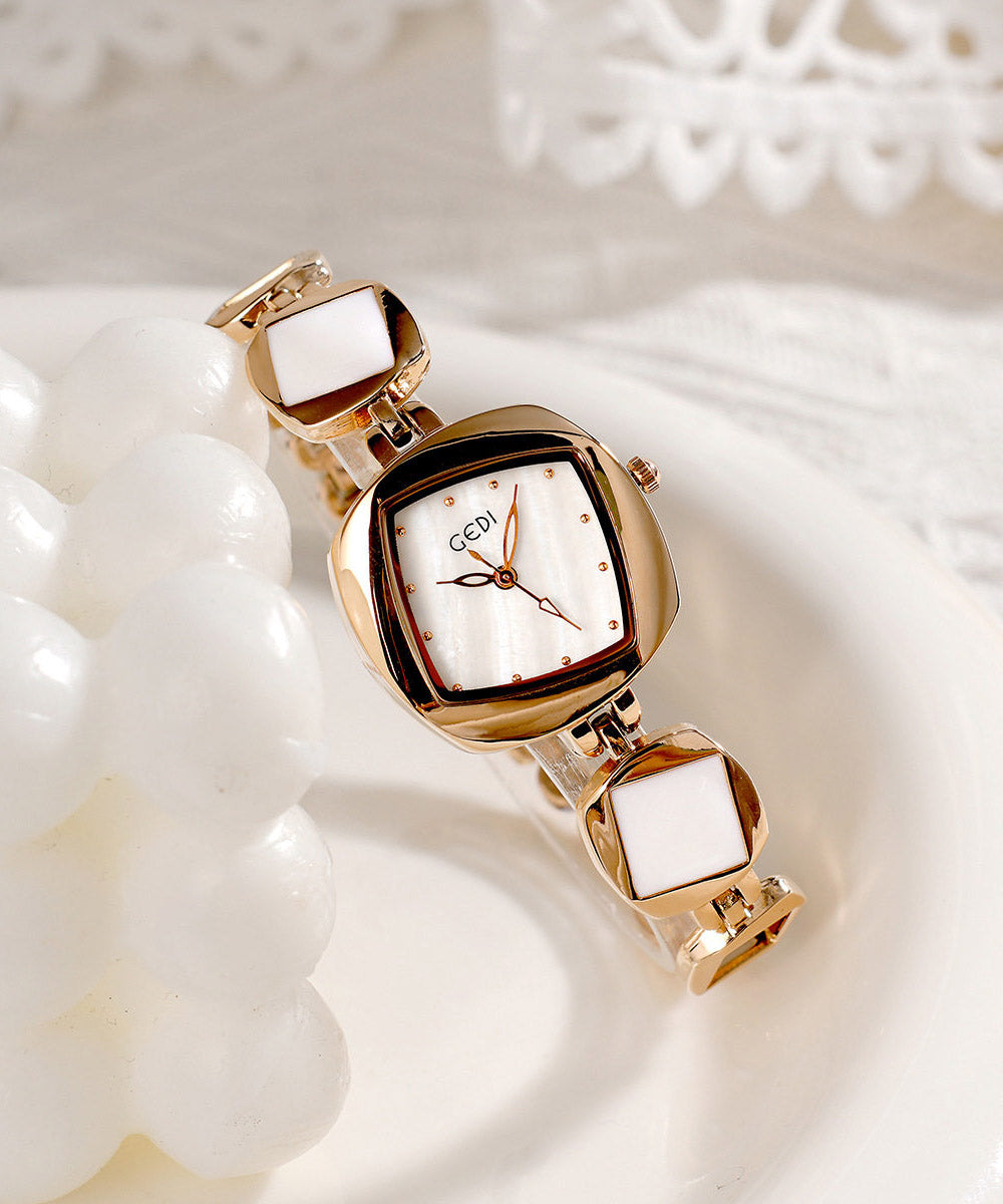 Cute Pink Alloy Asymmetrical Diamond Fritillary Bulb Waterproof Watches