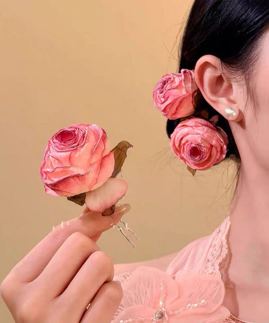 Cute Pink Alloy Rose A Pair Hairpin