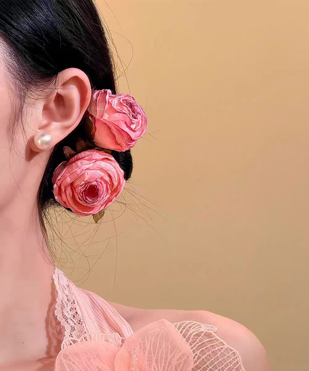 Cute Pink Alloy Rose A Pair Hairpin