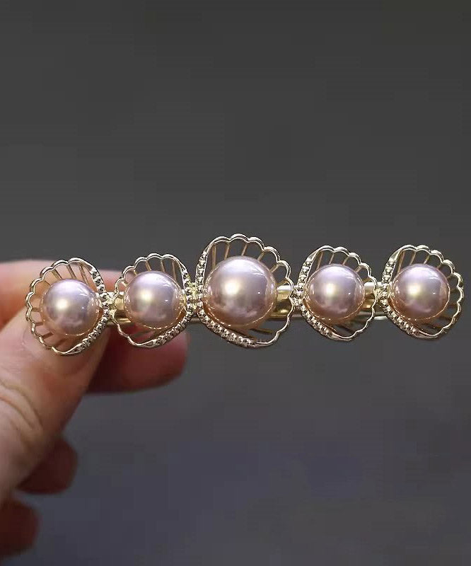 Cute Pink Alloy Zircon Four-Leaf Clover Hairpin