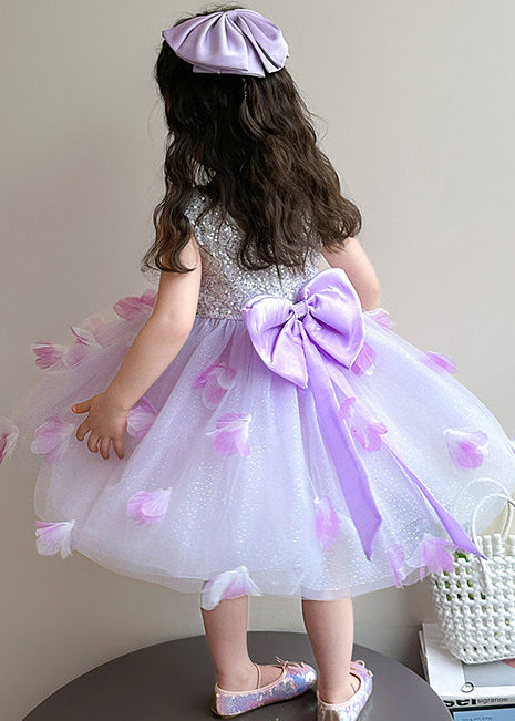 Cute Purple Sequins Butterfly Tulle Baby Girls Dresses Summer