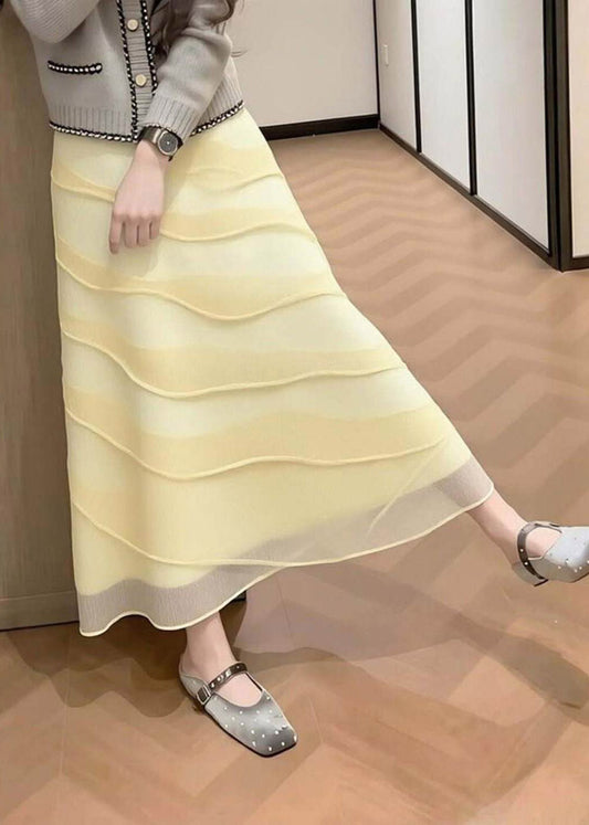 Cute Yellow High Waist Tulle Maxi Skirts Summer