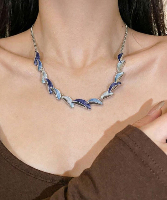 DIY Blue Stainless Steel Alloy Enamel Pendant Necklace