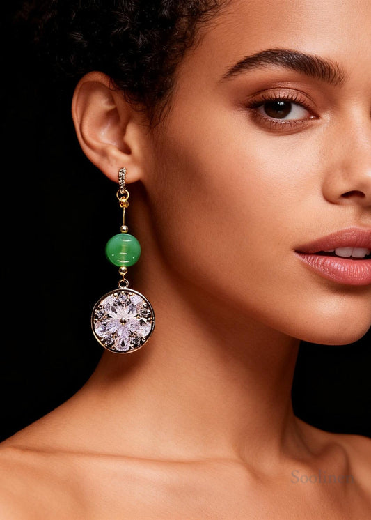 DIY Light Purple Zircon Classy Jade Drop Earrings