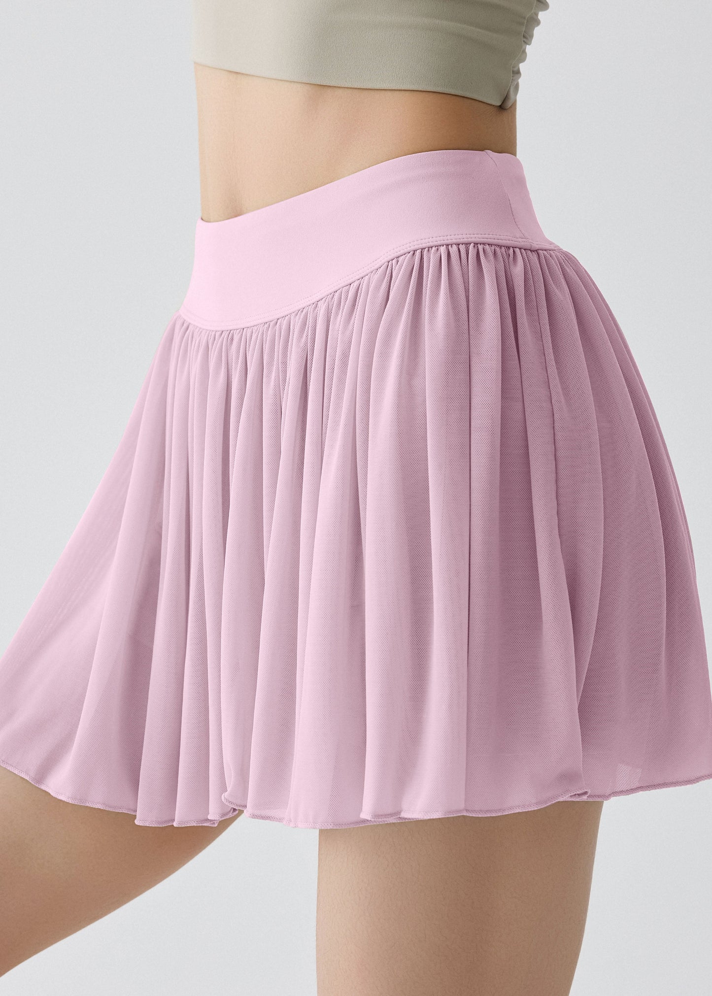 Dynamic Apricot High Waist Wrinkled Workout Gym Skirts