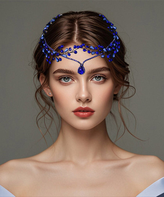 Elegant Blue Zircon Water Dropl Pearl HairPiece