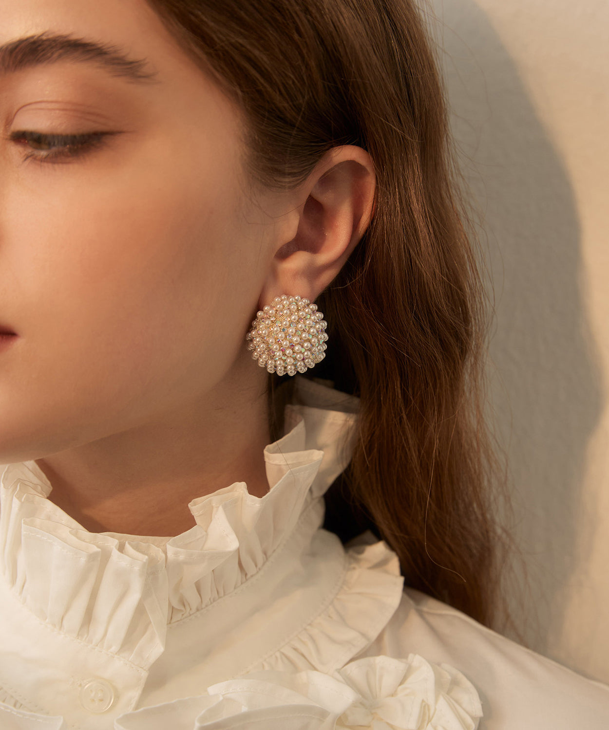 Elegant Brilliant Pearl Zircon Alloy Stud Earrings