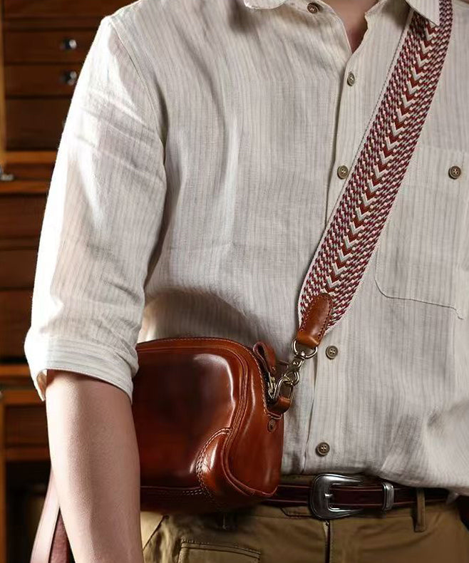 Elegant Brown Solid Durable Faux Leather Messenger Bag