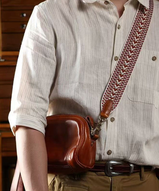 Elegant Brown Solid Durable Faux Leather Messenger Bag