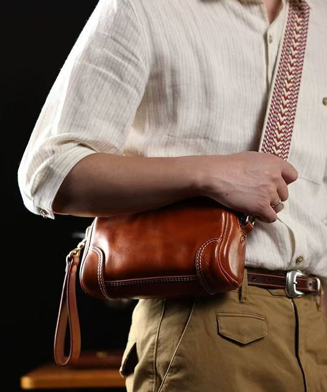 Elegant Brown Solid Durable Faux Leather Messenger Bag