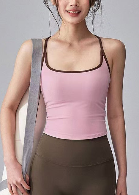 Elegant Pink Backless Gymshark Sports Bra