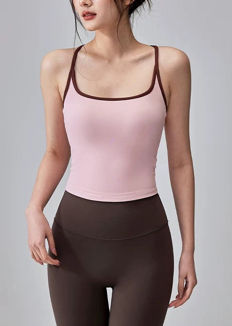 Elegant Pink Backless Gymshark Sports Bra