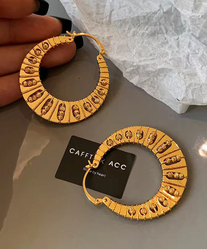 European And American Old Money Style Gold Exaggerated Circle Earrings