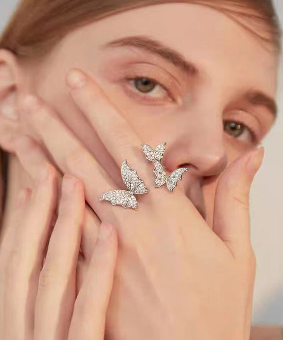 European And American Style Butterfly Zircon Opening Rings