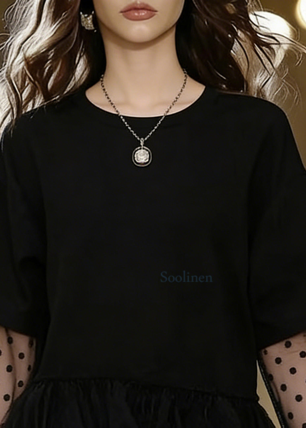 Fashion Black Oversized Patchwork Tulle Mini Dress Summer