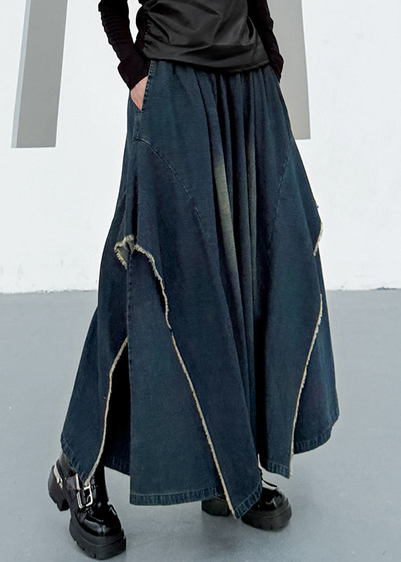 Fashion Blue Asymmetrical Pockets Patchwork Denim Pants Summer