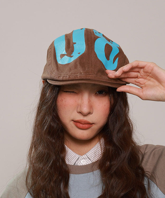 Fashion Brown Graphic Print Versatile Beret Hat