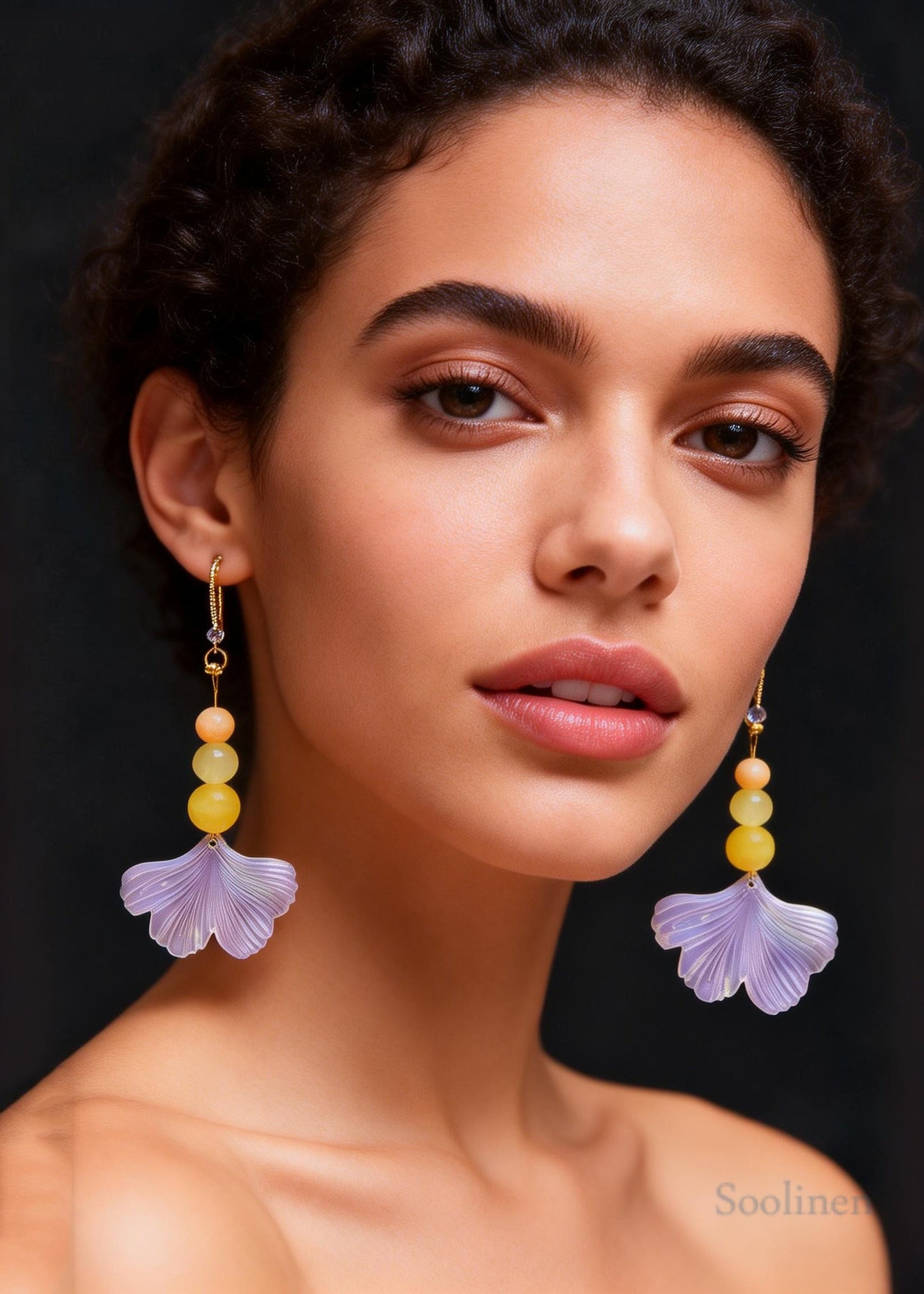Fashion Lavender Ginkgo Leaf Acrylic Long Drop Earrings