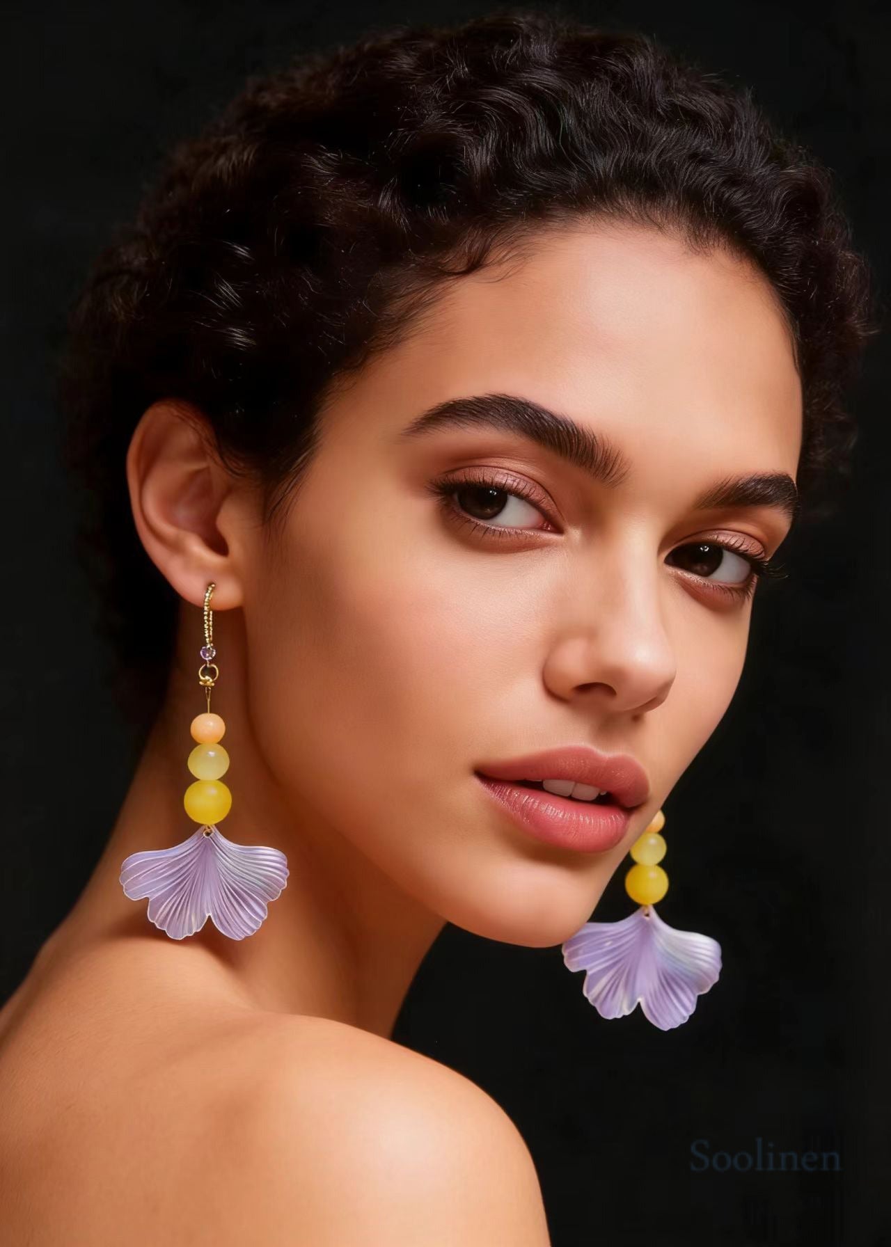 Fashion Lavender Ginkgo Leaf Acrylic Long Drop Earrings