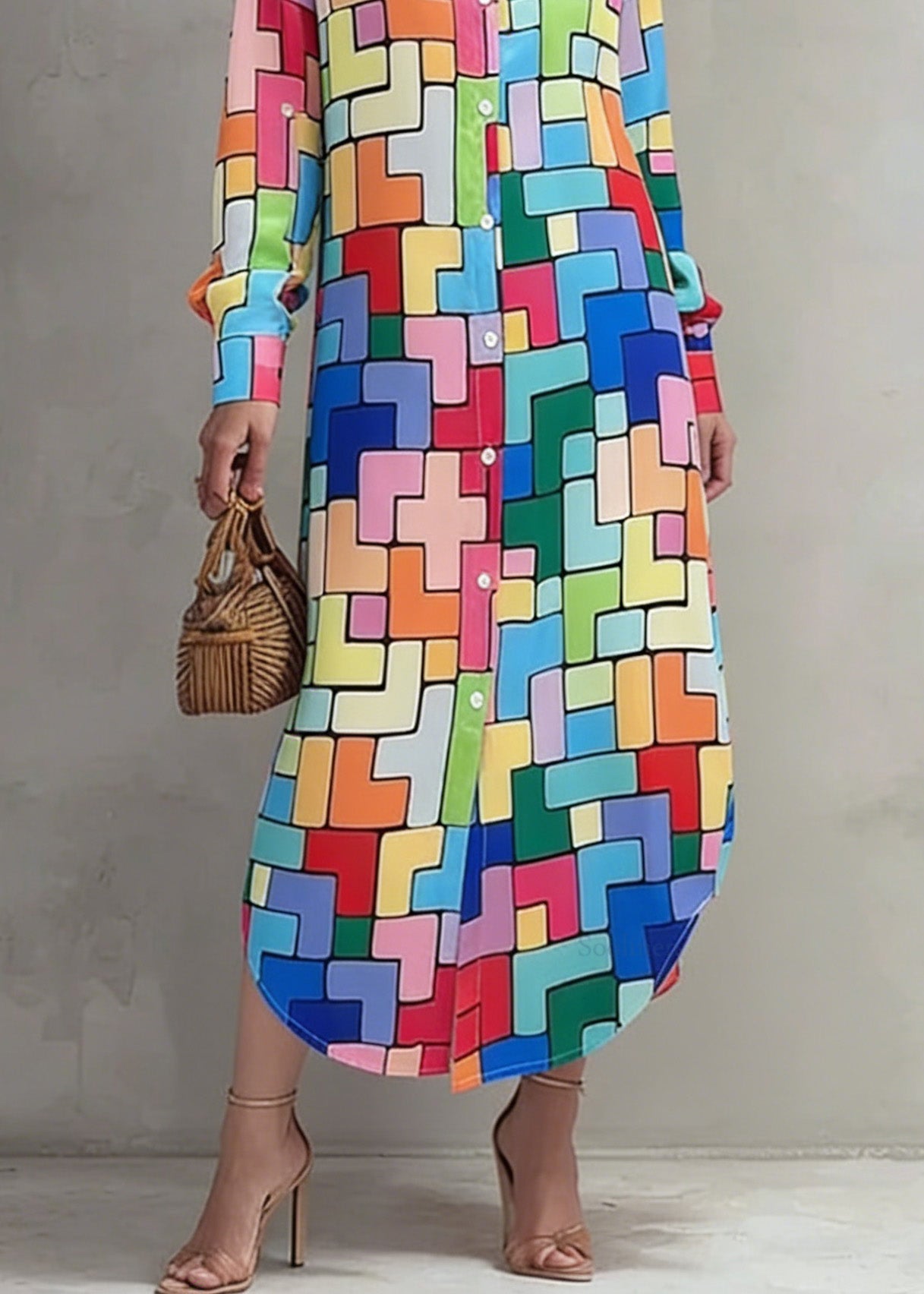 Fashion Peter Pan Collar Print Cotton Shirts Dress Spring