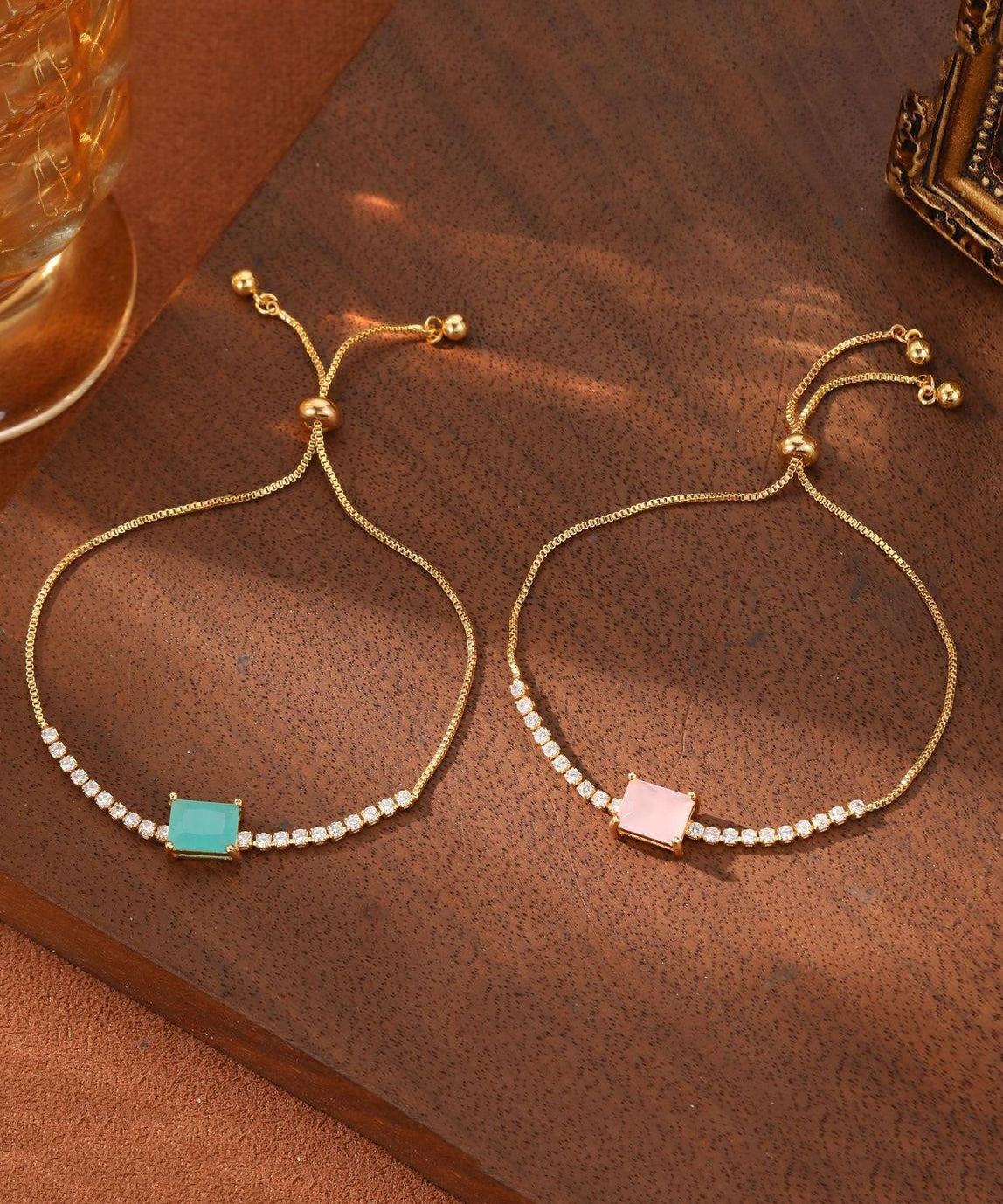 Fashion Pink Alloy Zircon Gem Stone Tassel Pendant Necklace