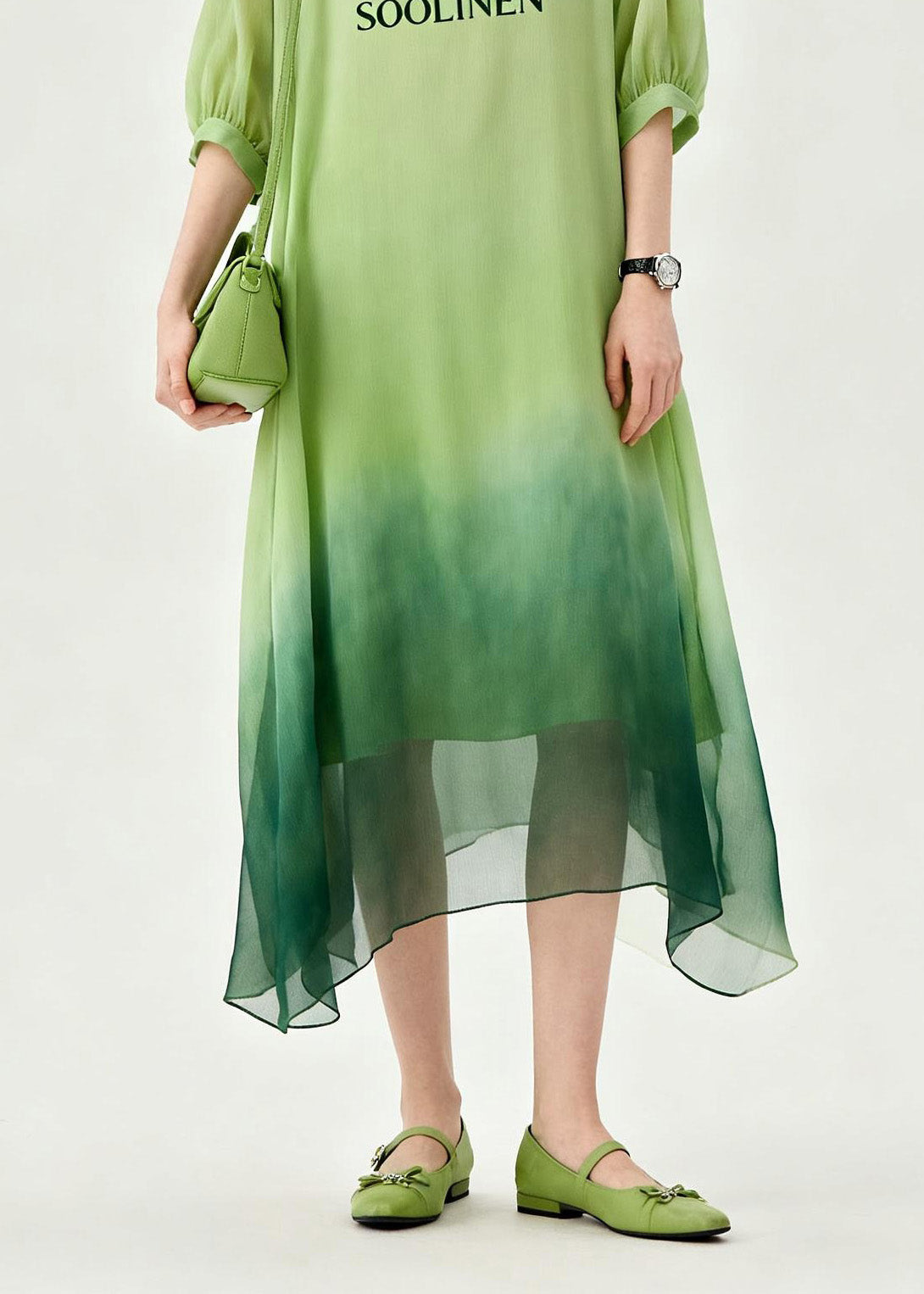 Fashion Tie Dye O Neck Print Chiffon Maxi Dresses Summer