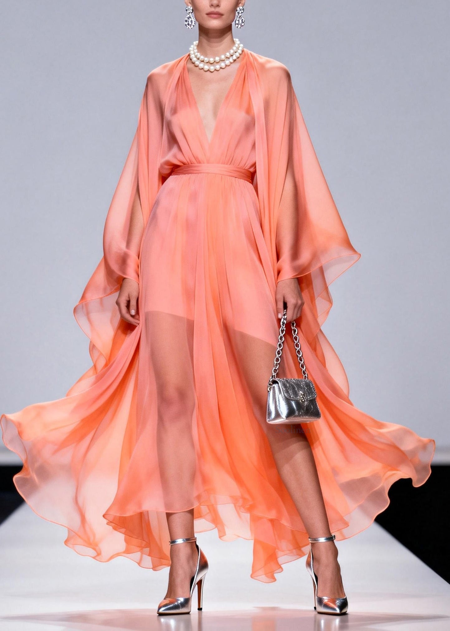 Fashion V Neck Patchwork Chiffon 2 Piece Outfit Summer