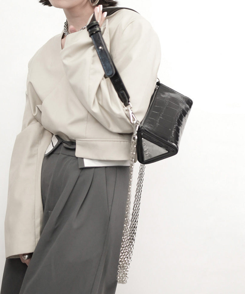 Fine Black Durable Calf Leather Shoulder Bag