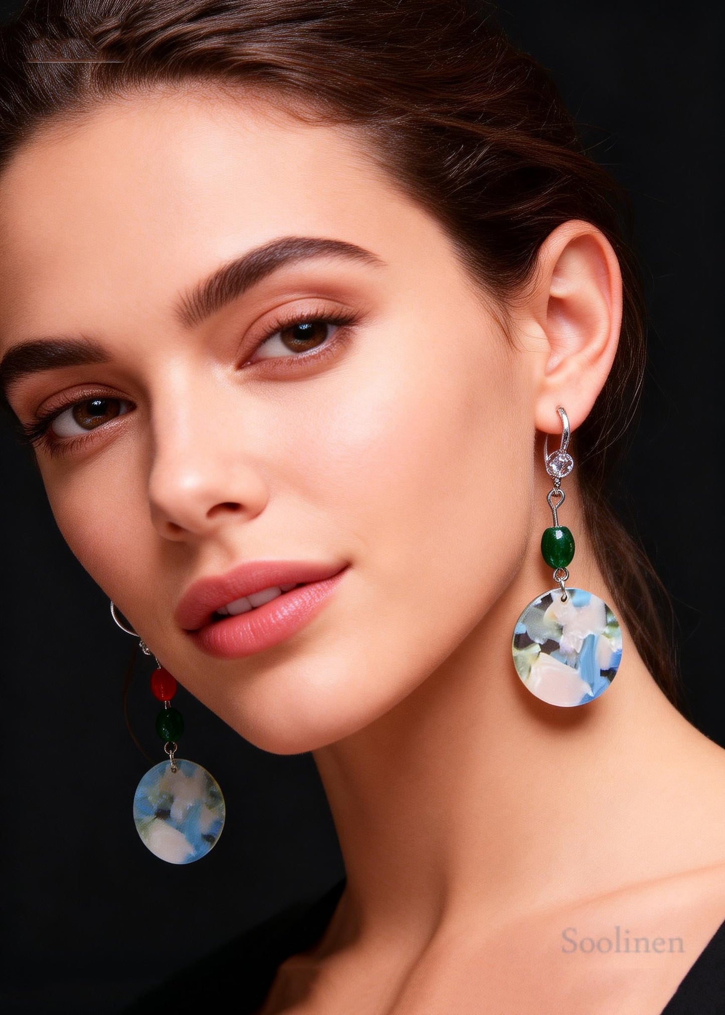 Fine Blue Rotundity Acrylic National Style Drop Earrings