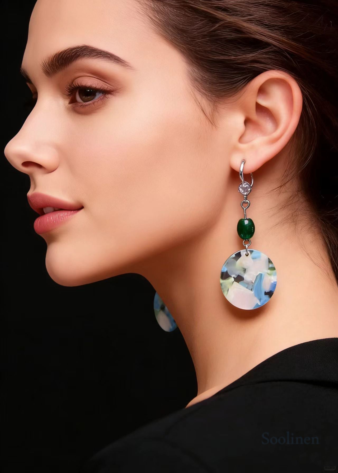 Fine Blue Rotundity Acrylic National Style Drop Earrings