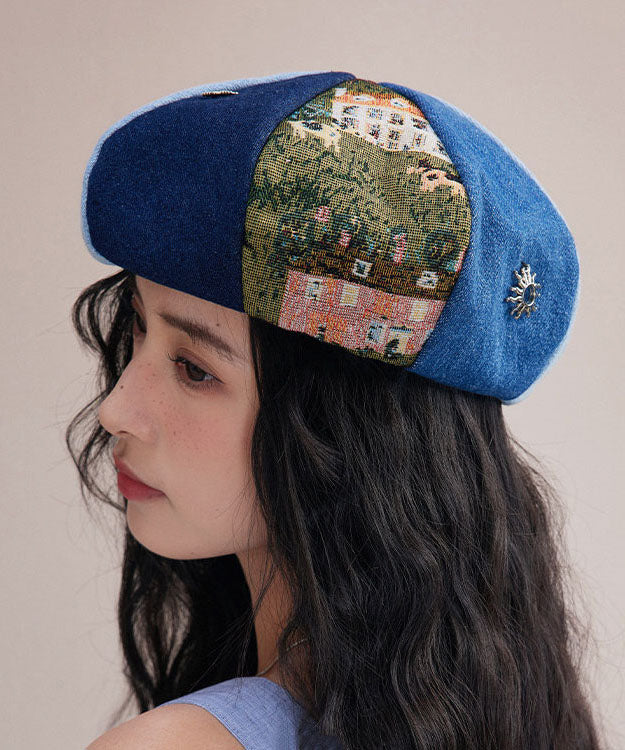 Fine Colorblock Jacquard Patchwork Beret Hat