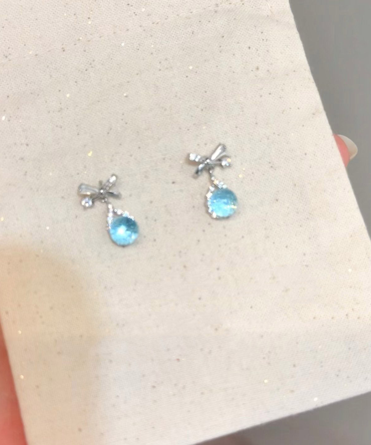 Fine Silk Copper Alloy Zircon Bow Drop Earrings