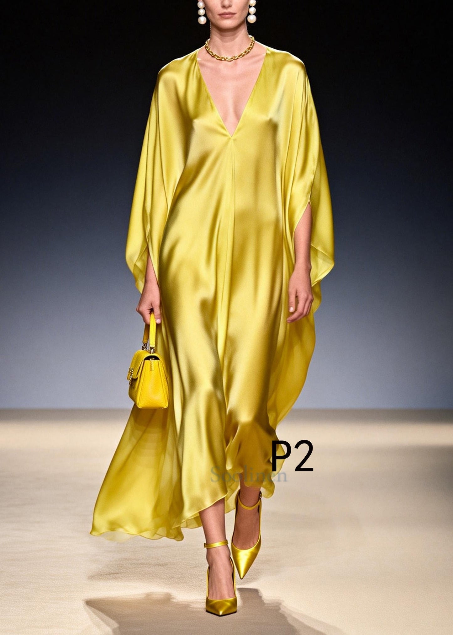 Fine Yellow V Neck Draping Chiffon Holiday Dresses Summer