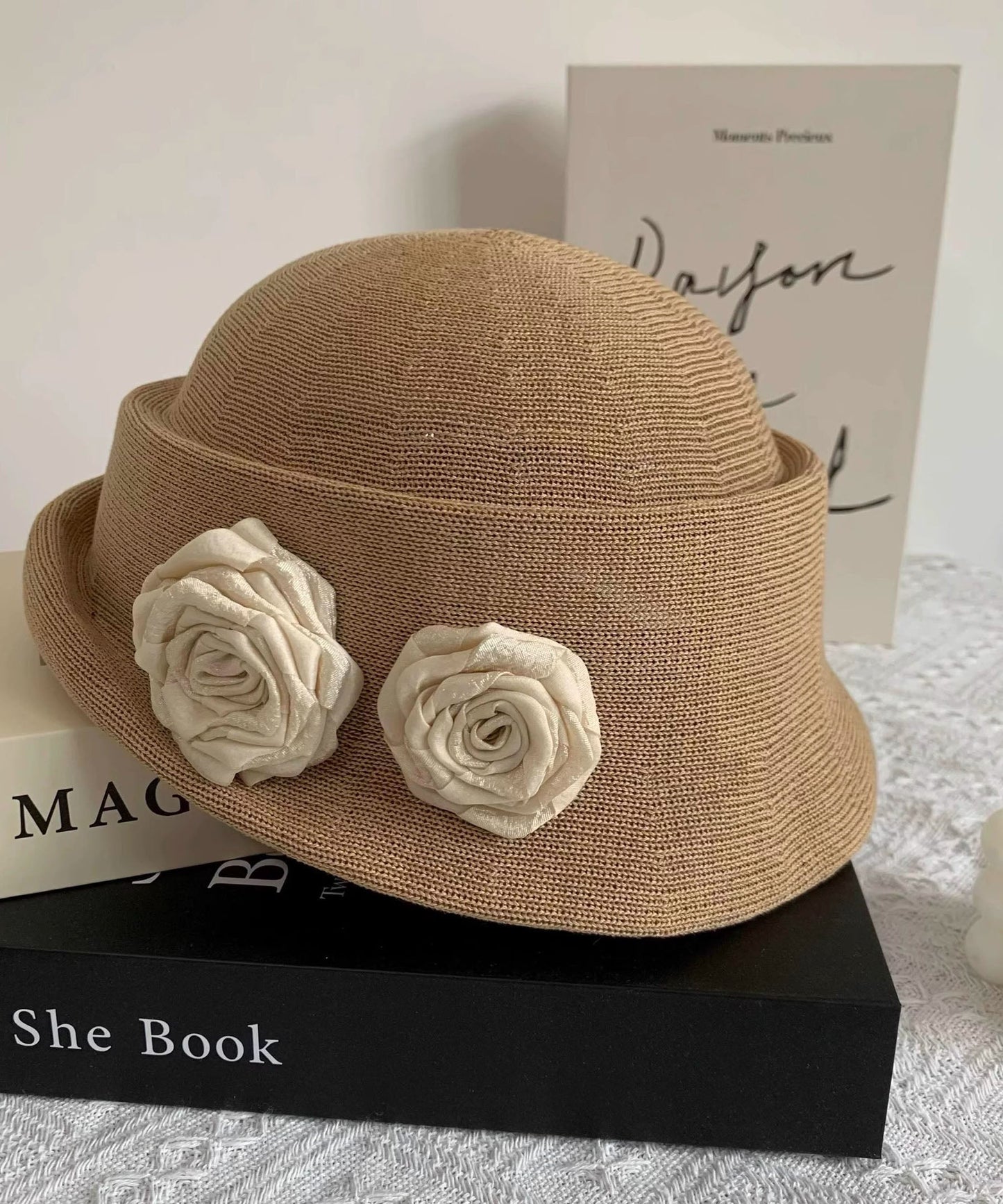 French Grey Rolled Edge Beret Hat Summer Thin Breathable
