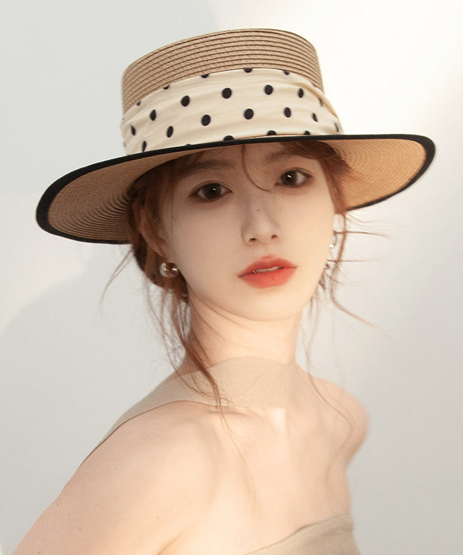 French Wave Point Vacation Style Beige Straw Woven Cloche Hat