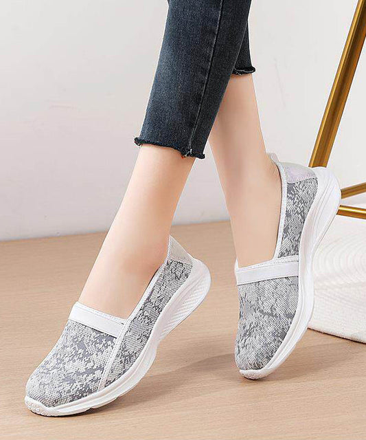 Zapatos planos grises de tejido de punto con diseño jacquard único para pies planos