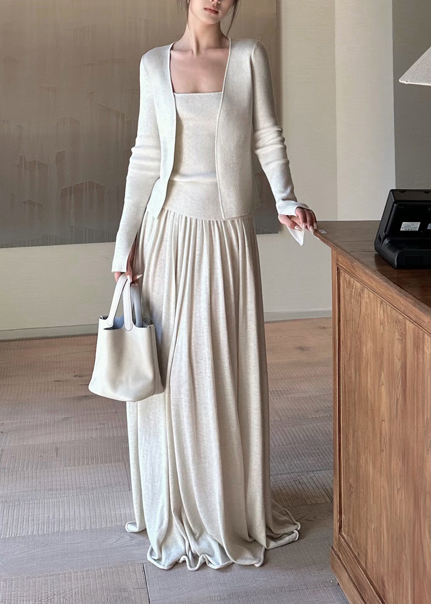 Italian Green Woolen Knit Three Piece Set Women Clothing Spring