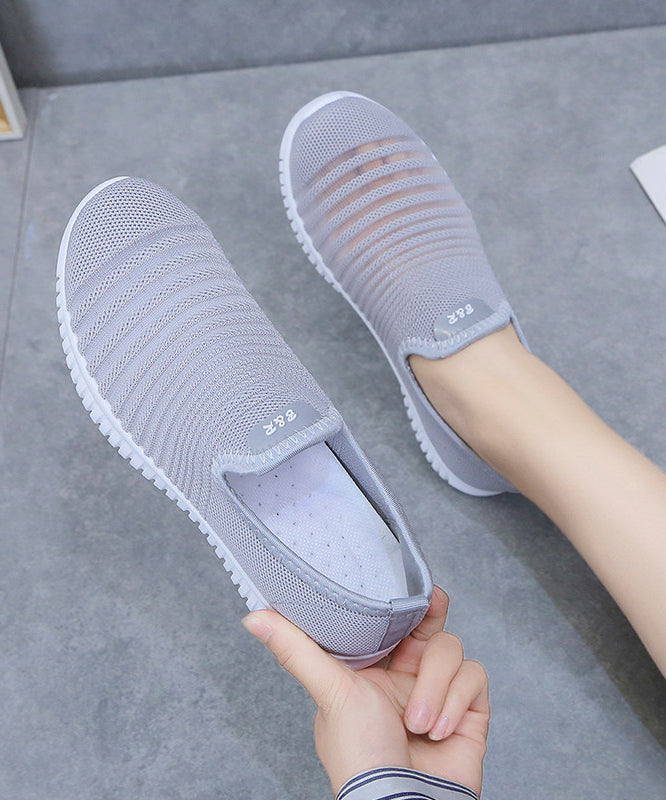 Knit Fabric Flat Shoes For Women Hollow Out Flat Shoes