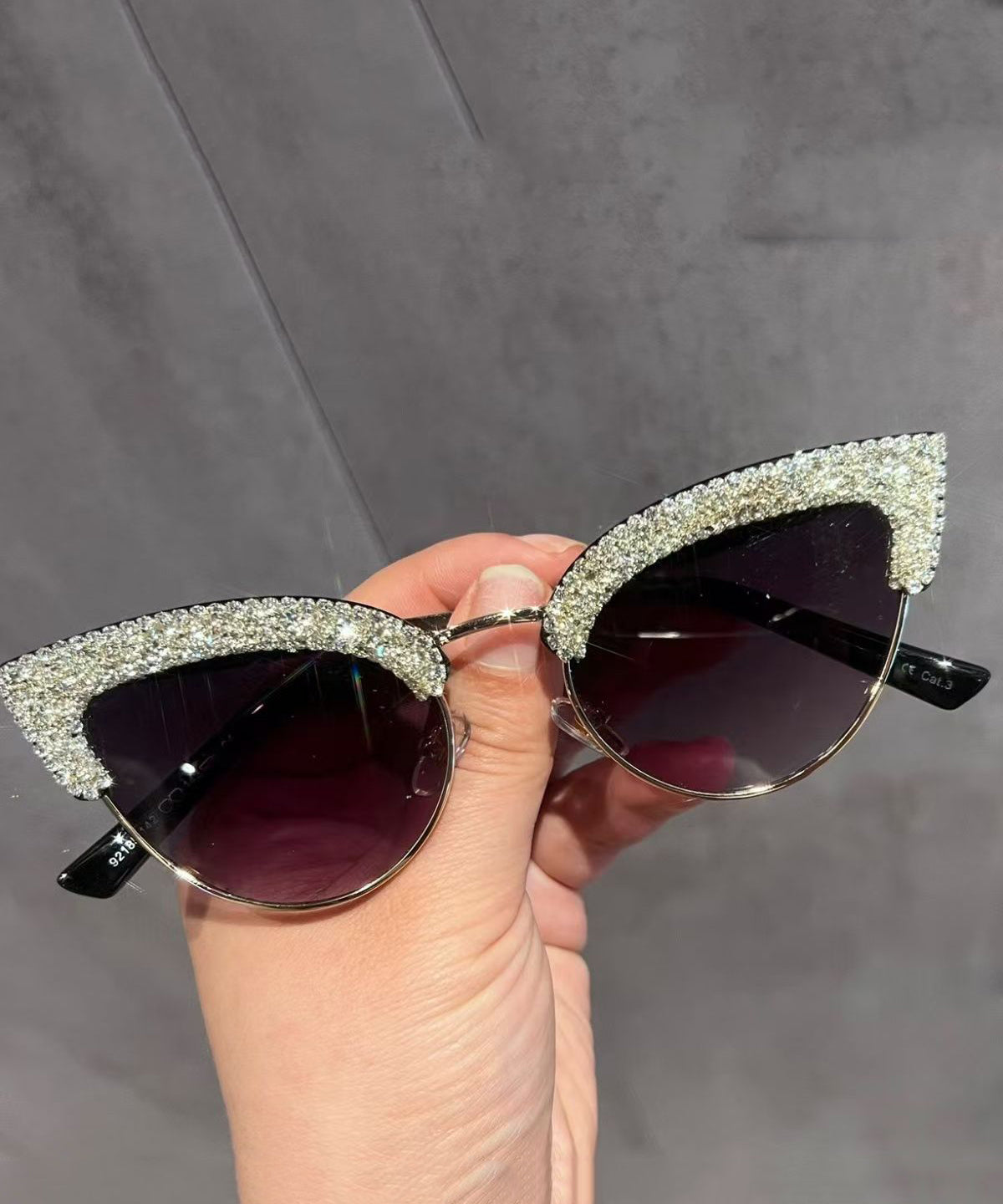 Korean Version Silver Sexy Cat Eye Metal Frame Sunglasses